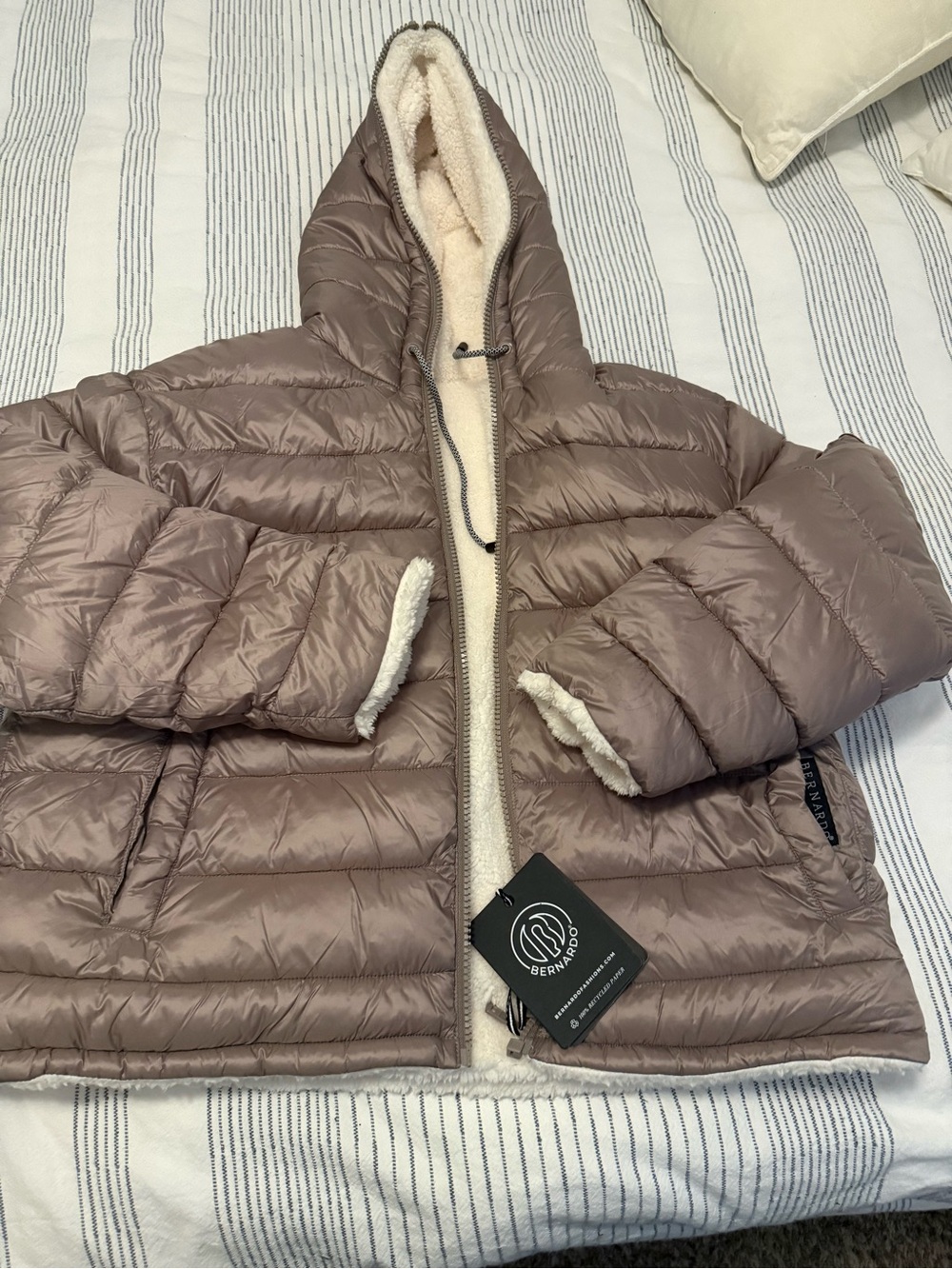 Bernardo Taupe Quilted Puffer Jacket